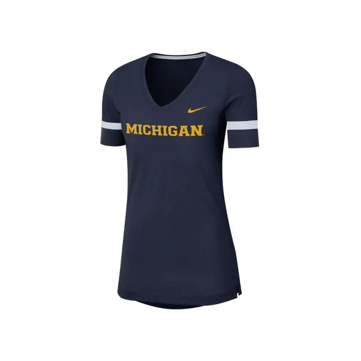 T-shirt à col en V pour femme des Michigan Wolverines de la NCAA, supporter, 19 mars