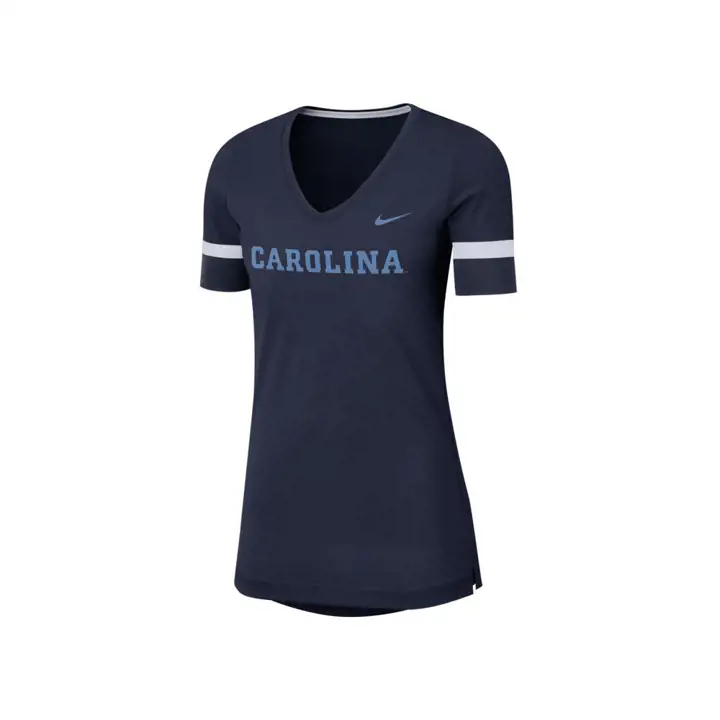 T-shirt col en V pour femmes supportrices des Tar Heels de North Carolina NCAA
