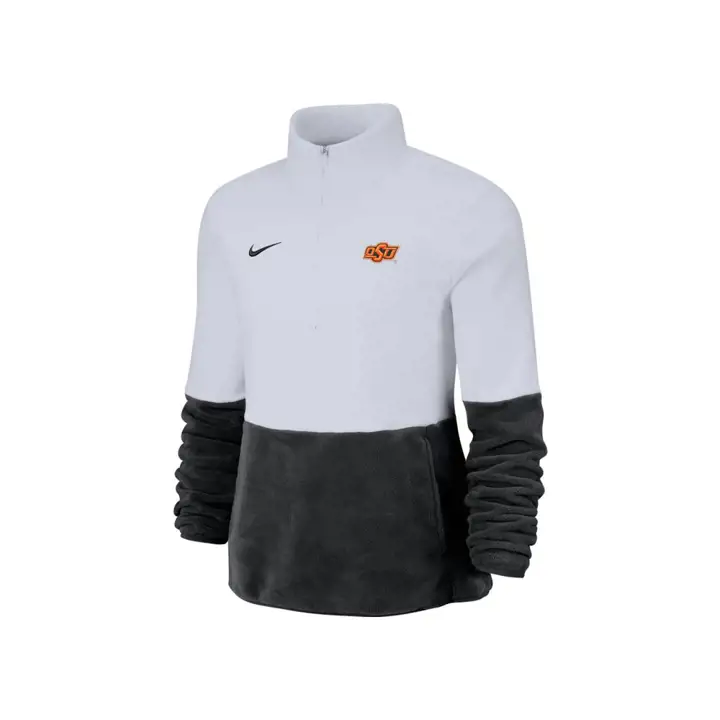 Haut de survêtement Oklahoma State Cowboys NCAA pour femme Therma à manches longues et col zippé 1/4, 19, blanc