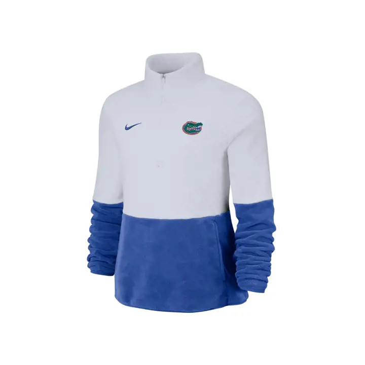 Haut Therma 1/4 zip pour femme NCAA Florida Gators 19 blanc/bleu royal