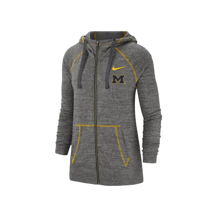 Michigan Wolverines NCAA Gym Vintage Full Zip 19 Anthracite