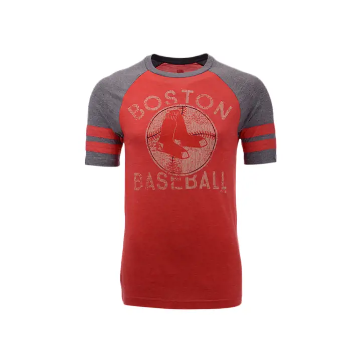 T-shirt Boston Red Sox MLB Coop Stripes Earned manches courtes raglan rouge