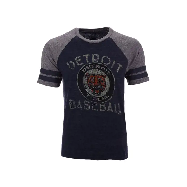 Detroit Tigers MLB Coop Stripes Earned SS Raglan Marine