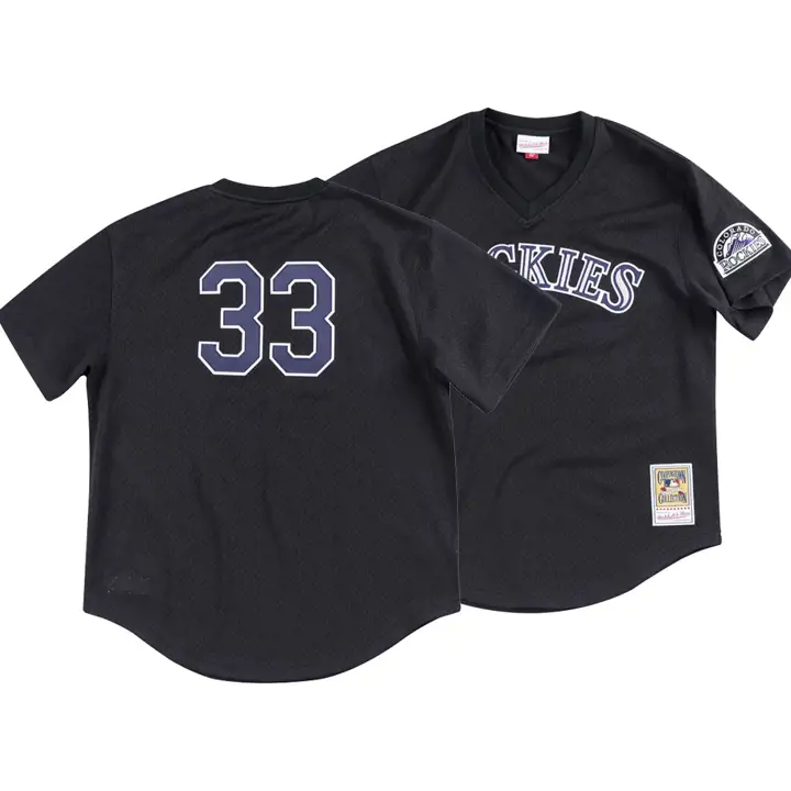Maillot en mesh de réplique M&N Auth BP MLB Rockies Todd Helton noir