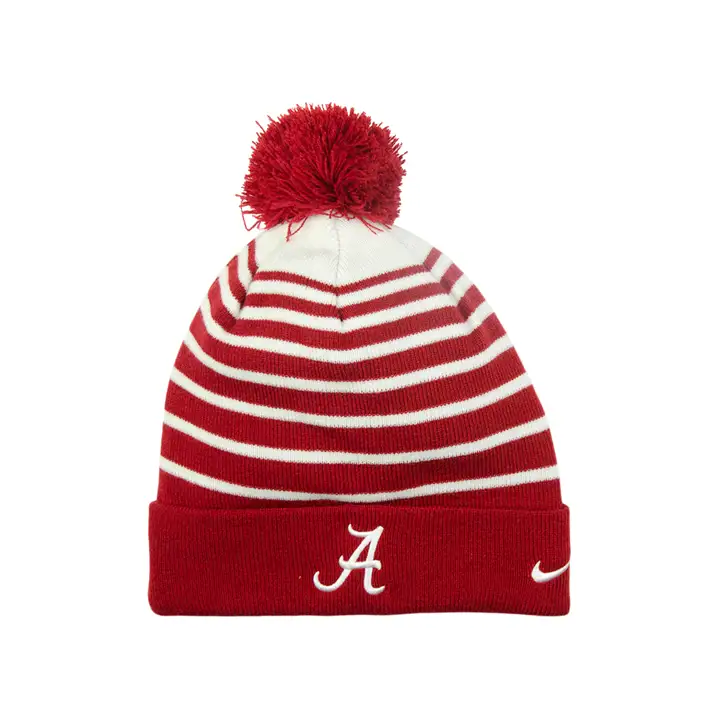 Alabama Crimson Tide NCAA NK Bonnet à pompon avec revers SDLN 19 CRIM/WHT