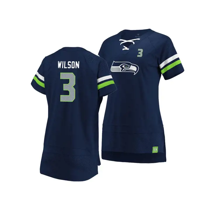 T-shirt NFL femme Seahawks Draft Him 19 Russell Wilson Nav
