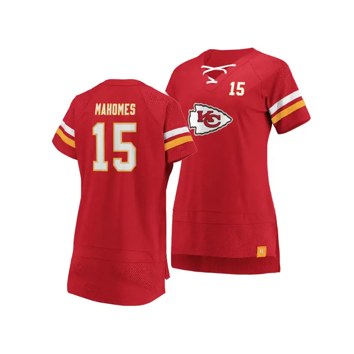 T-shirt NFL Femme Draft Chiefs 19 Patrick Mahomes Rouge/