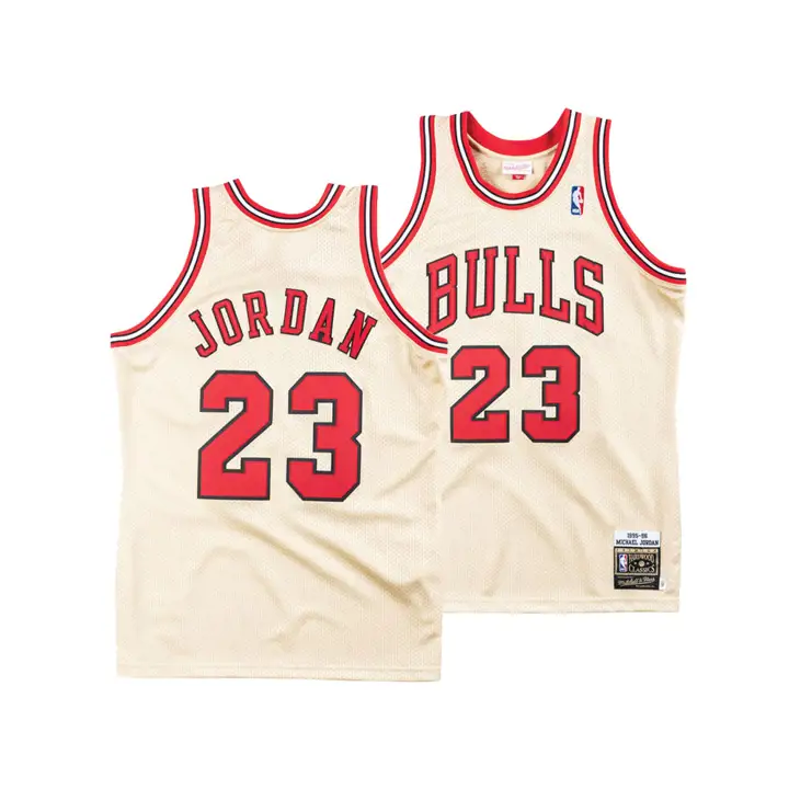 BULLS NBA Maillot Authentique M&N Or Michael Jordan gl/rouge