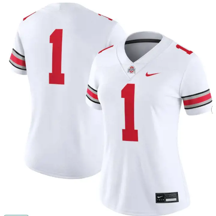 Maillot de football américain Ohio State NCAA pour femme, blanc