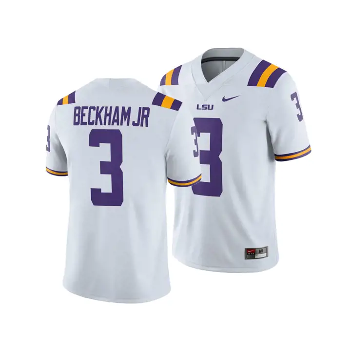 Maillot de match L.S.U. NCAA pour joueur Odell Beckham Jr. n°19 blanc