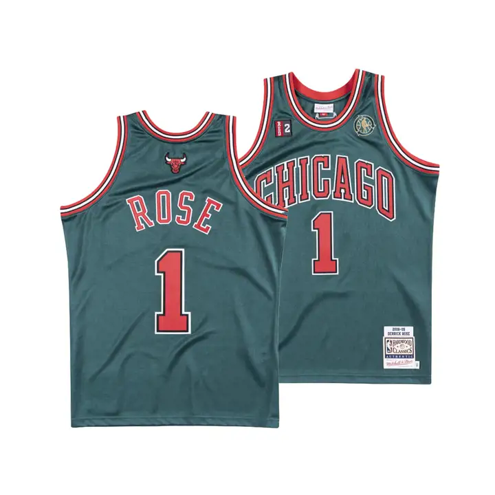 BULLS NBA M&N Maillot Authentique Derrick Rose VERT/ROUGE