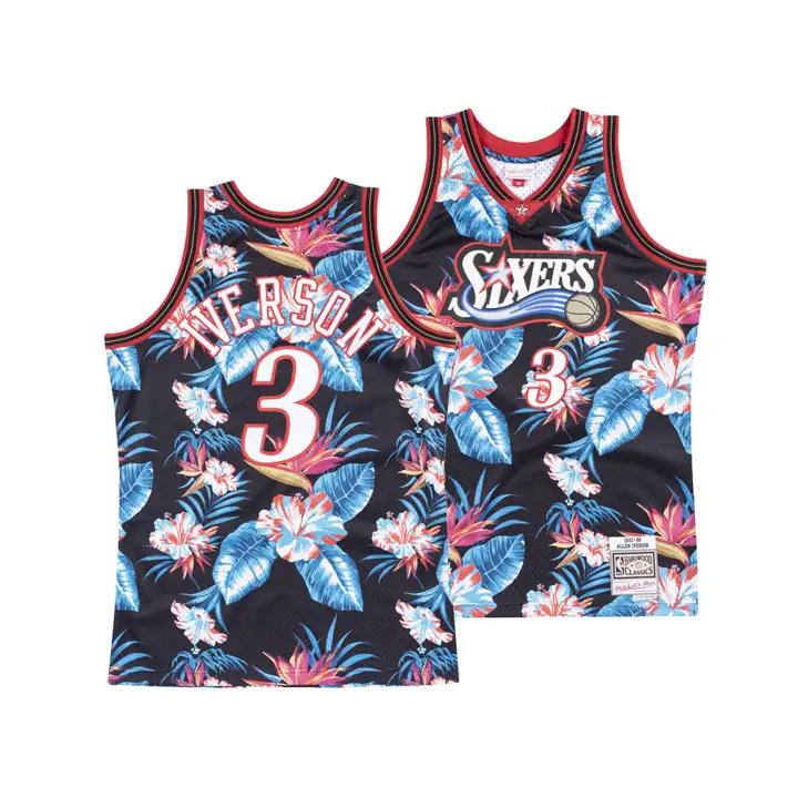 Maillot SIXERS MN NBA Floral Swingman Allen Iverson fwht/blk