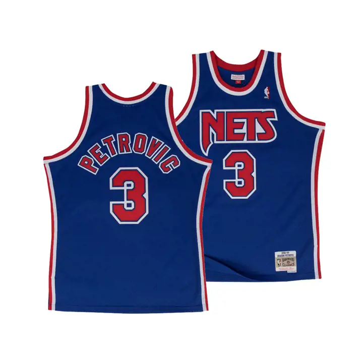 NETS NBA M&N Maillot Swingman Drazen Petrovic bleu
