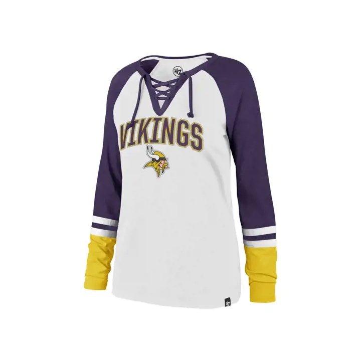 Minnesota Vikings NFL T-shirt femme à lacets manches longues 19 blanc