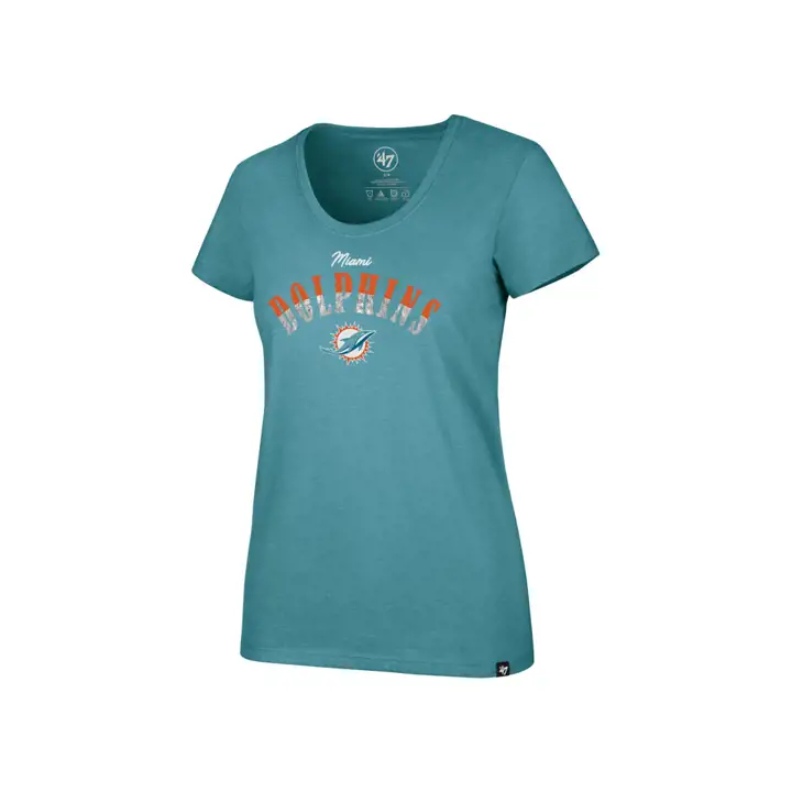 T-shirt club NFL Miami Dolphins pour femme, modèle Sparkle Dip, taille 18, couleur sarcelle