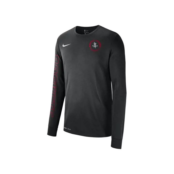 T-shirt à manches longues noir avec logo NBA des Houston Rockets 19