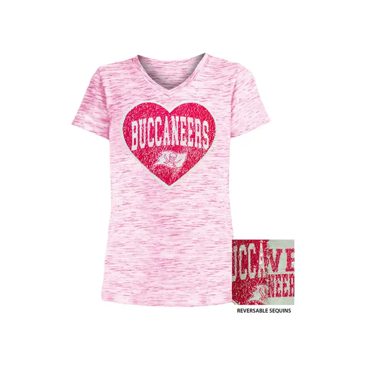 T-shirt à sequins réversibles cœur NFL Tampa Bay Buccaneers pour jeunes filles