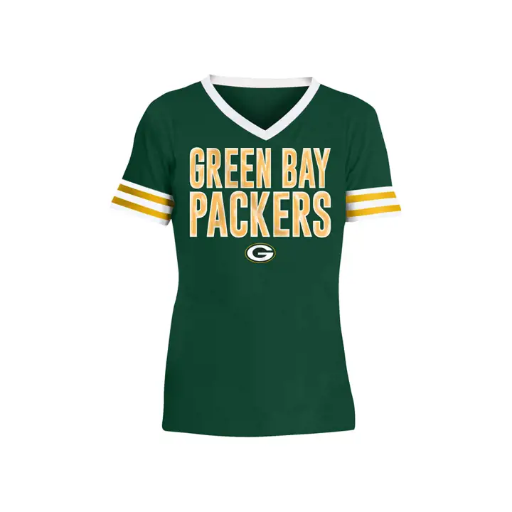 T-shirt rayé à sequins NFL Green Bay Packers pour jeunes filles 19 g