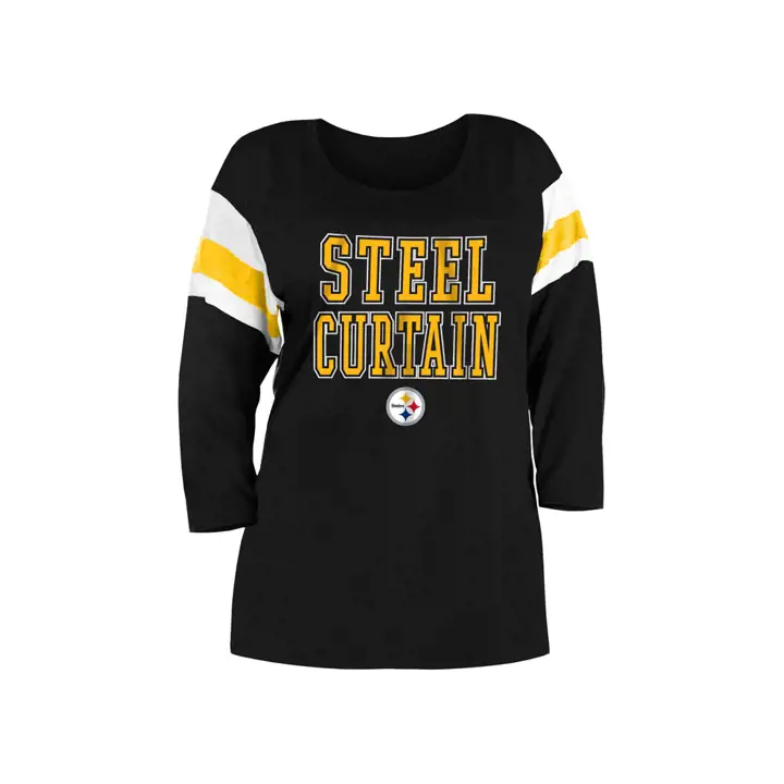 Pittsburgh Steelers NFL Femme Grande Taille Manches Longues Rayures 19 Noir
