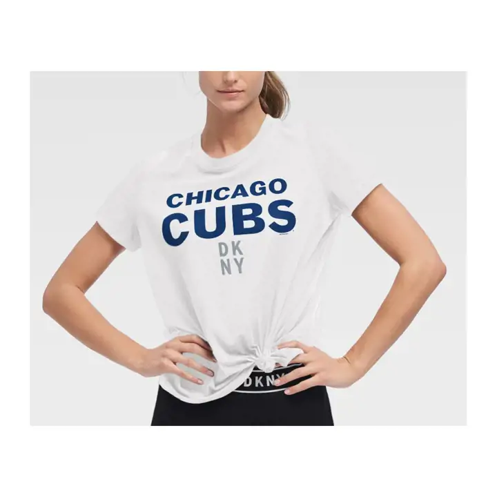 T-shirt à nouer Chicago Cubs MLB pour femme 19 wht