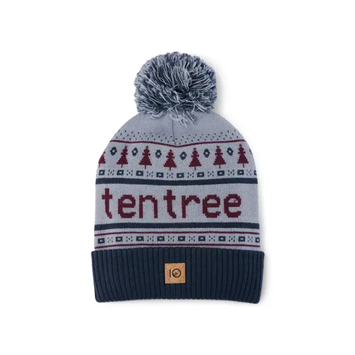 Bonnet à pompon 10TREE Cabin BLEU MARINE/GRIS