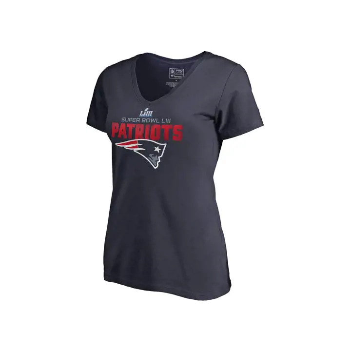 T-shirt femme PATRIOTS NFL SB53 Bound Flank Col V 19 marine