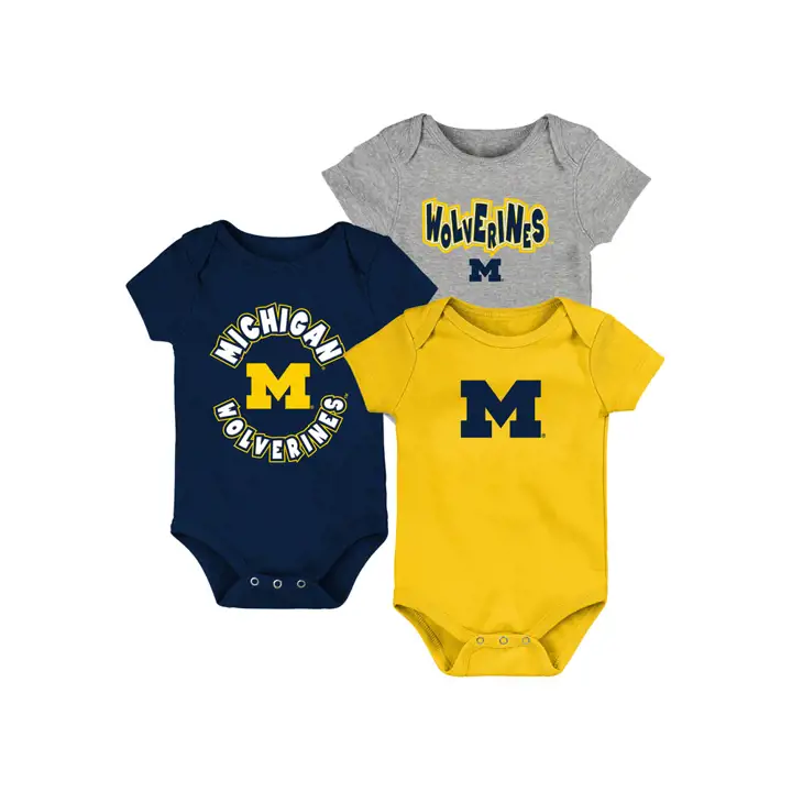 Wolverines NCAA Coffret 3 pièces barboteuses nouveau-né Pour le supporter de tous les jours 19