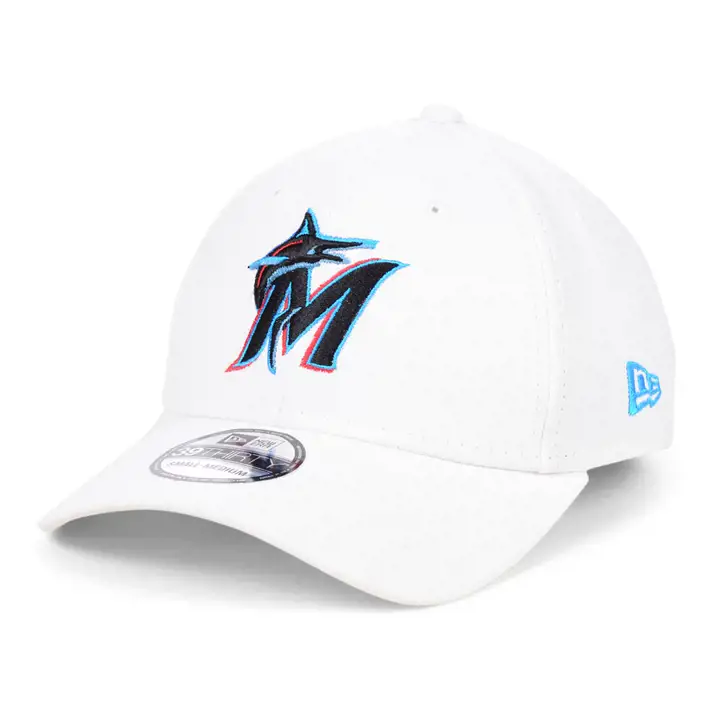 Casquette 39THIRTY Core Classic des Marlins de Miami pour homme – Blanc