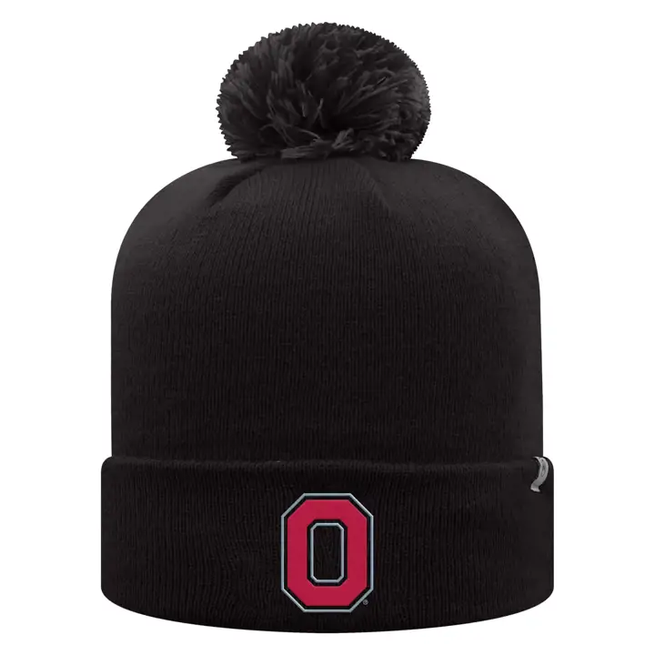 Ohio State OSU Bonnet à pompon avec revers noir