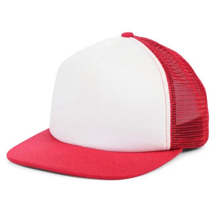 Casquette camionneur vierge en mousse blanc/rouge