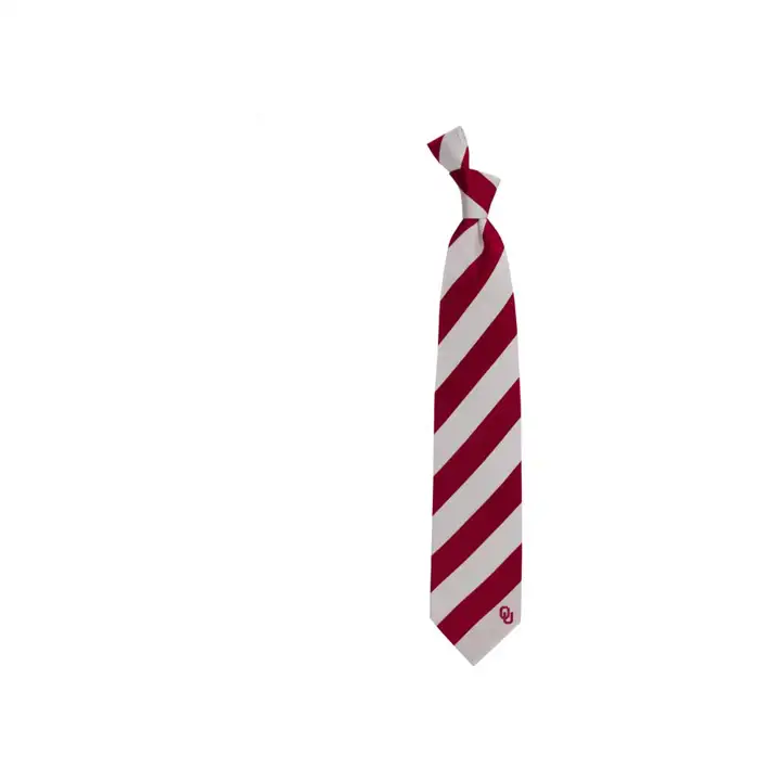Cravate en soie tissée Régiment Oklahoma rouge cramoisi/blanc