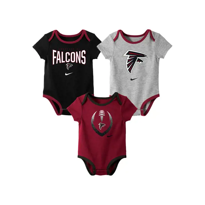 Ensemble de 3 pyjamas Atlanta Falcons NFL pour nouveau-né, motif icône, 19, rouge