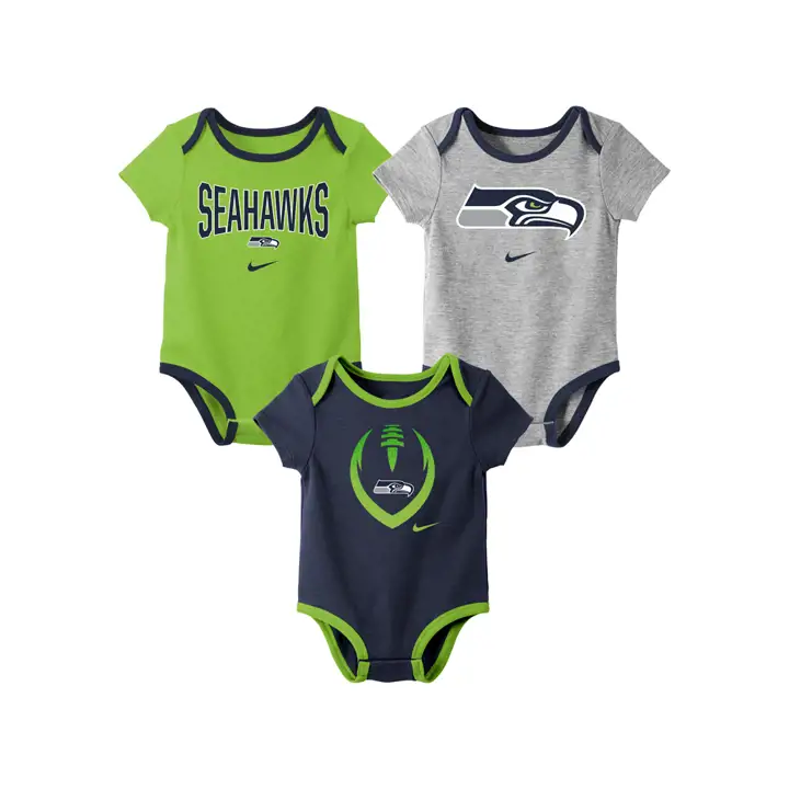 Seattle Seahawks NFL Lot de 3 bodys pour bébé - Motif icône - Bleu marine