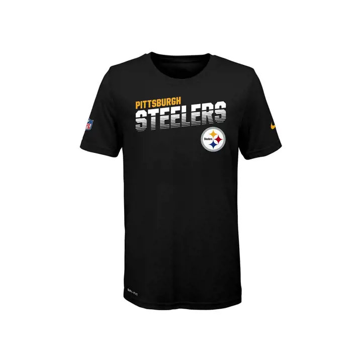 T-shirt Pittsburgh Steelers NFL pour jeune, collection sideline, noir, taille 19