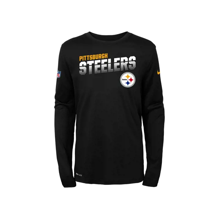 T-shirt à manches longues STEELERS NFL pour jeune, modèle Sideline 19 gris
