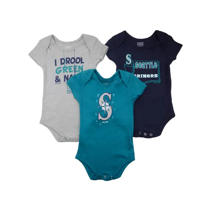 Ensemble 3 pièces pour bébé MLB Seattle Mariners Big Time Fan bleu marine