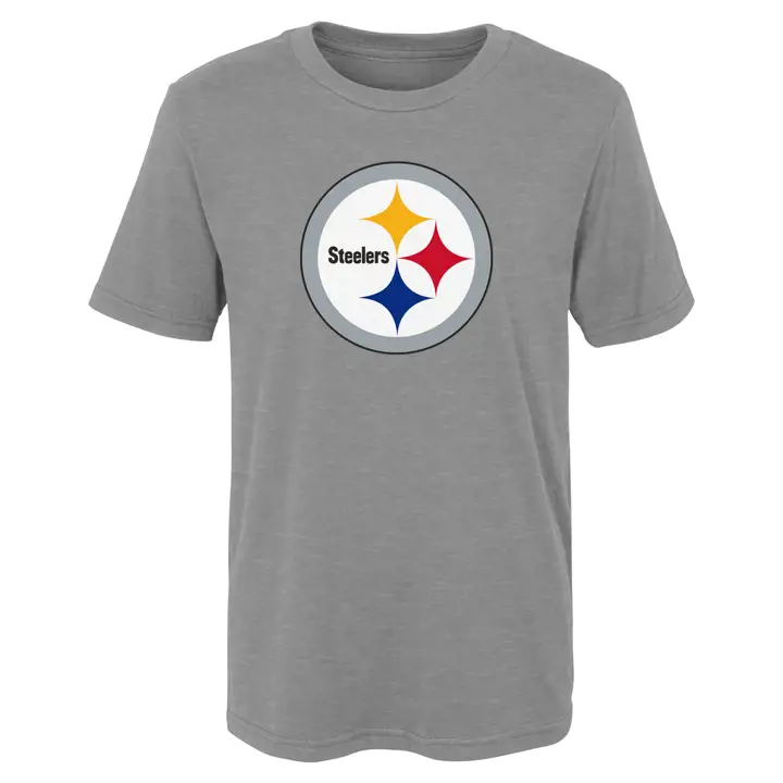 T-shirt Pittsburgh Steelers NFL pour jeunes avec logo principal 15 gris