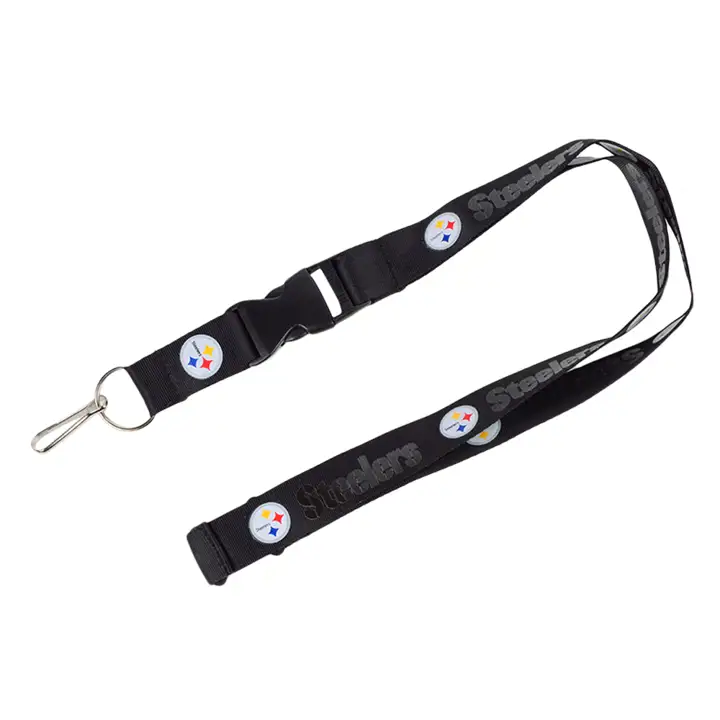 Lanière aux couleurs de l'équipe des Pittsburgh Steelers, noir sur couleur de l'équipe, noire