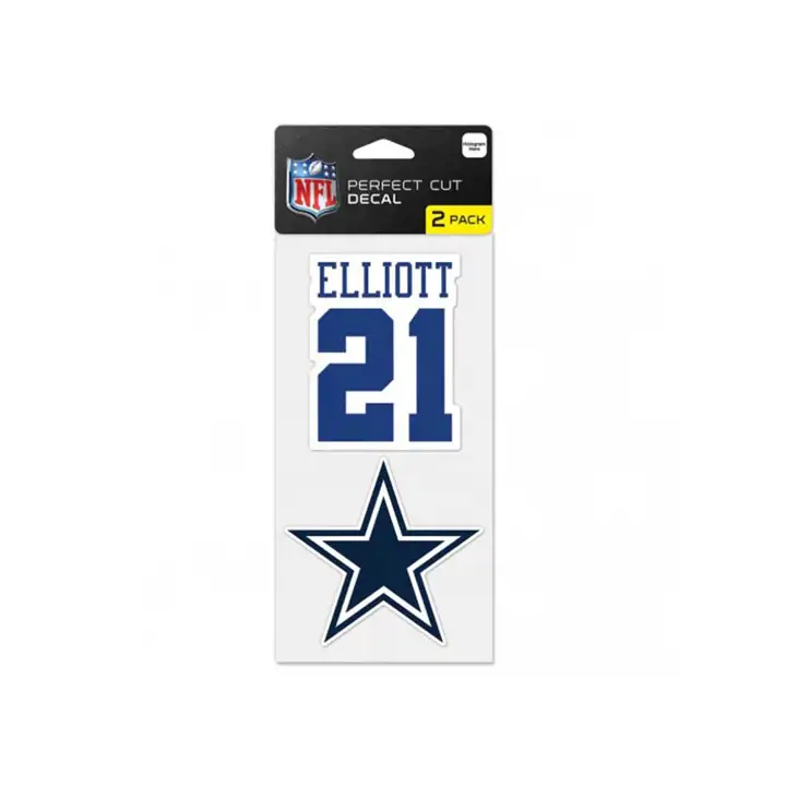 Dallas Cowboys Décalcomanie Découpée 4x4, paquet de 2, noir, Ezekiel Elliott