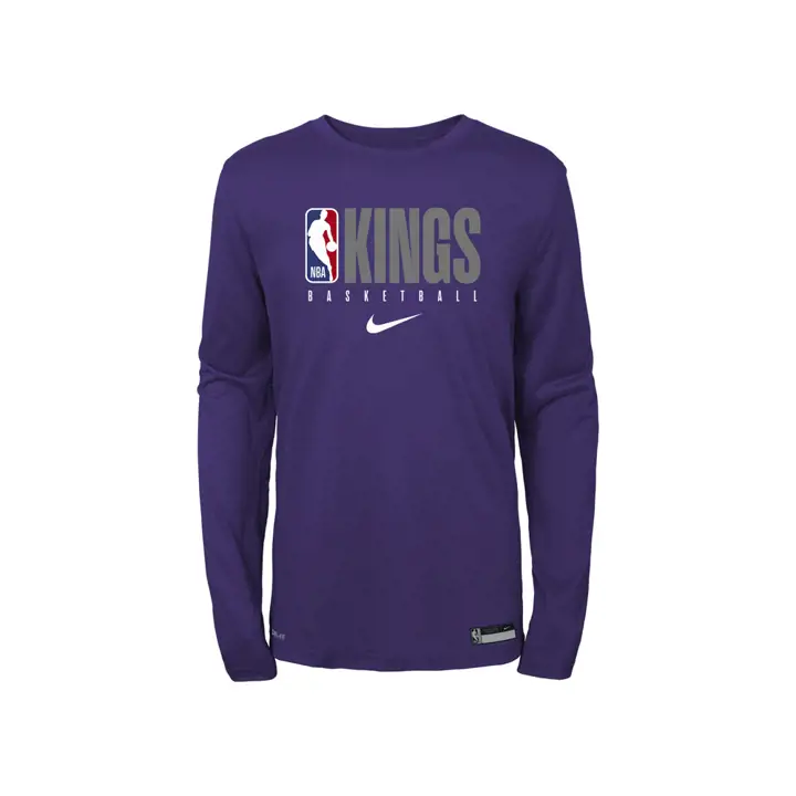 T-shirt d'entraînement à manches longues pour jeune NBA Sacramento Kings 19 pur