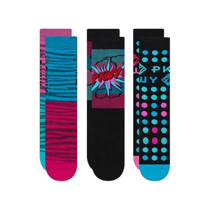 PKWY Wade Pop Mesh 3pk noir/rose/bleu