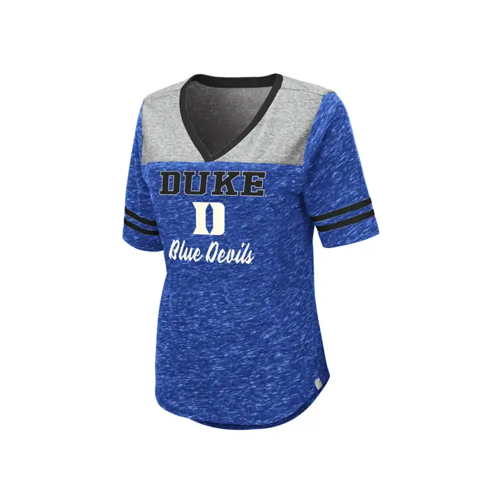 T-shirt col en V Duke Blue Devils NCAA pour femme, grand format, rbl/gris/blanc