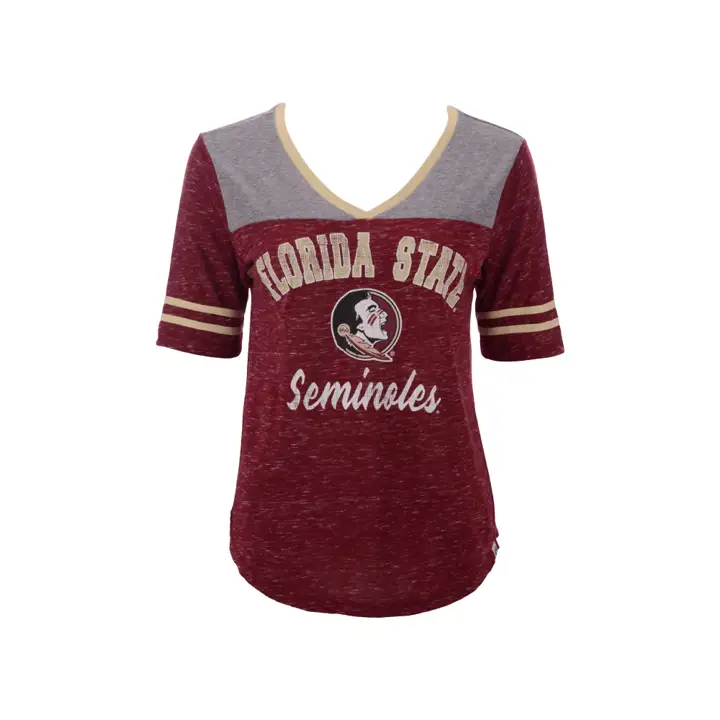 T-shirt à col en V Mr Big NCAA pour femme Florida State Seminoles