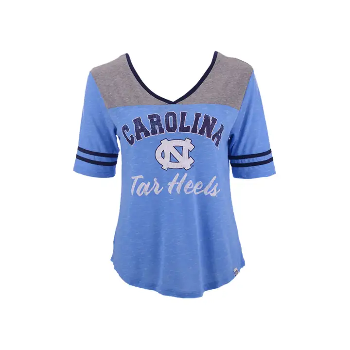 T-shirt col en V NCAA femme Mr Big Tar Heels de la Caroline du Nord
