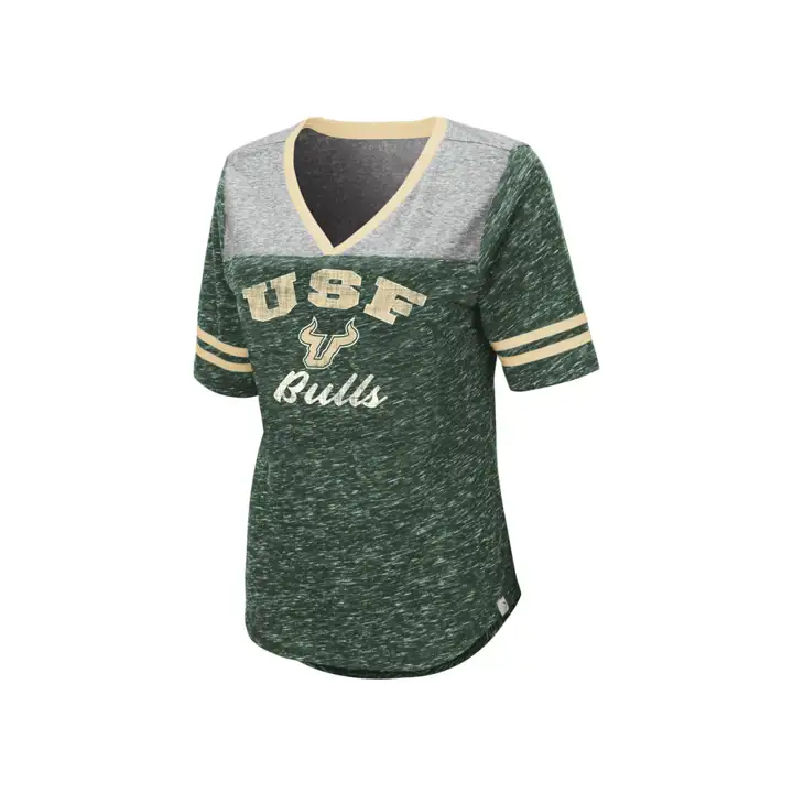 T-shirt Femme NCAA Col en V Mr Big Bulls de la Floride du Sud vert/gris