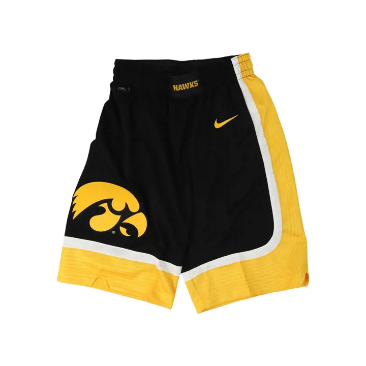 Short de basket Replica NCAA Iowa Hawkeyes pour homme, coloris noir/or