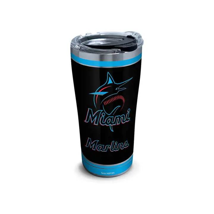 Miami Marlins Gobelet en acier inoxydable avec logo MLB Home Run, 590 ml, noir