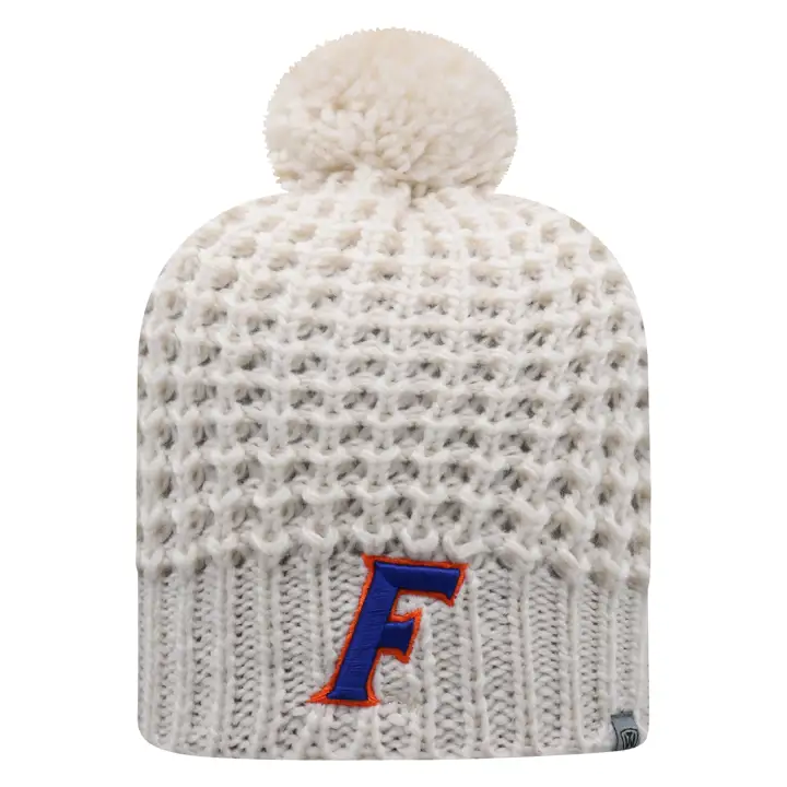 Bonnet tricoté avec pompon en fourrure Florida Gators NCAA pour femme, coloris ivoire