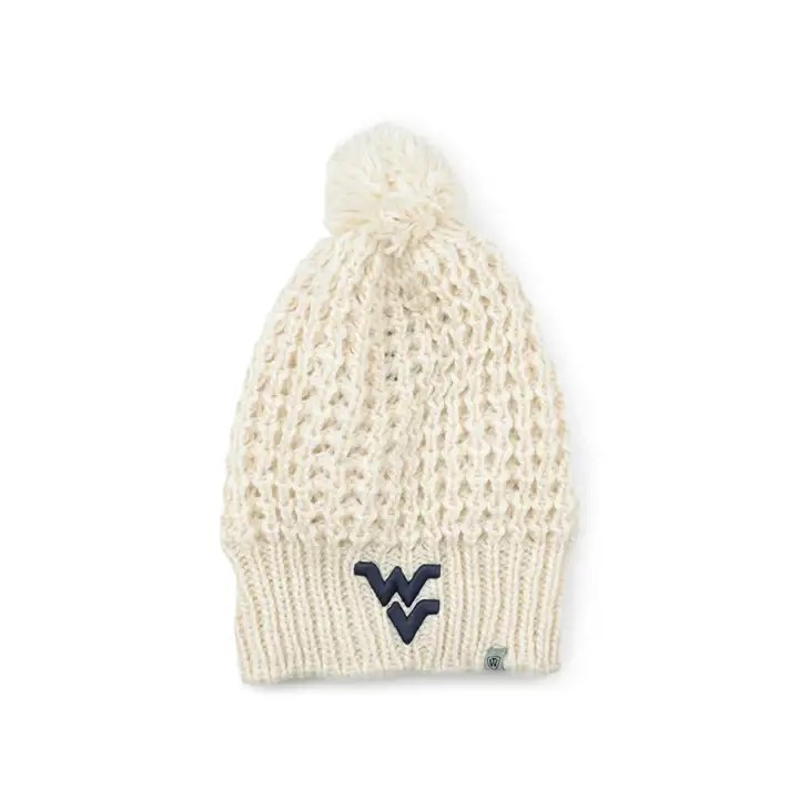 Bonnet en tricot avec pompon en fourrure pour femme NCAA West Virginia Mountaineers IVO
