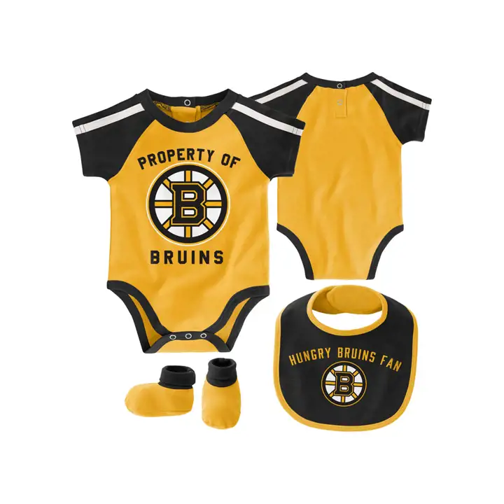 Bavoir et chaussons Boston Bruins NHL Nouveau-né Dur au jeu 19 blk